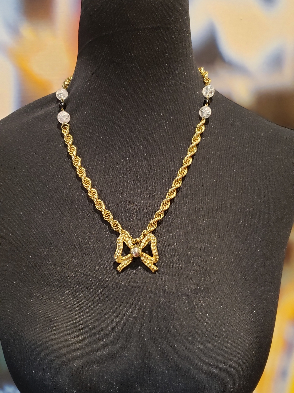 Bow Pendant Rope Chain Necklace - Picture 6 of 7